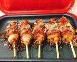 フランクフルトの焼きそば肉巻き作り方5写真