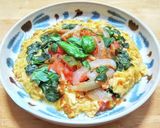 トマトとバジルの炒め煮オムレツ仕立て作り方7写真