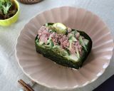 コンビーフときゅりの軍艦冷奴作り方4写真