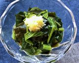 モロヘイヤとワカメの酢の物＊おろし生姜で作り方5写真