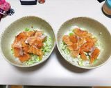 生サーモンと炒めネギの丼ぶり作り方4写真