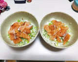 生サーモンと炒めネギの丼ぶり作り方4写真