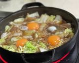 簡単★すき焼きリメイク白菜の巣ごもり卵丼作り方4写真