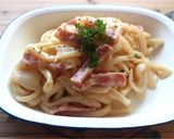 mベーコンと玉ねぎの味噌クリームうどん作り方3写真