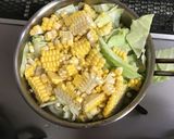 とうもろこしとキャベツと大葉の味噌汁作り方3写真