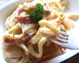 mベーコンと玉ねぎの味噌クリームうどん作り方7写真