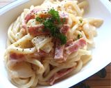 mベーコンと玉ねぎの味噌クリームうどん作り方8写真