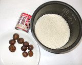 甘栗お赤飯♪簡単炊飯器もち米炊き込みご飯作り方1写真