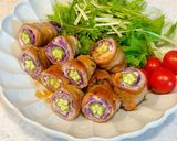 オクラと紫キャベツの豚肉巻き巻き作り方12写真