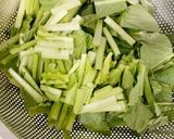 簡単3分！小松菜と豚肉のにんにく醤油炒め作り方1写真
