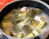 夏バテ解消！【圧力鍋】ゴーヤと豚肉のお粥作り方4写真
