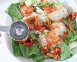 レンジ1発！豚キムチの焼きうどん作り方1写真