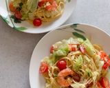 キャベツとエビのアイオリソースパスタ作り方10写真