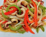 野菜炒め(ピーマン、もやし、いかを)作り方6写真
