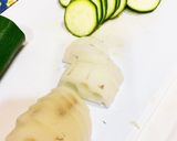 ズッキーニとれんこんの明太マヨ焼き作り方1写真