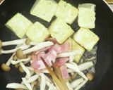豆腐ときのこのバター醤油炒め作り方2写真