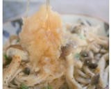 温つゆジャーっと！炒めきのこのみぞれ蕎麦作り方4写真