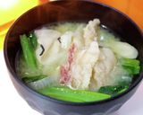 小松菜とゴボウと湯かけくじらの味噌汁作り方5写真