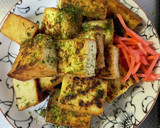 時短簡単青のり風味の焼き厚揚げ紅生姜添え作り方4写真