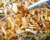 キノコ汁とゆず胡椒で食べる茶そば作り方4写真