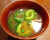 豆腐、ゴーヤ、セロリの葉のお味噌汁作り方5写真