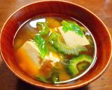 ゴーヤとピーマンのお味噌汁　黒千石豆味噌作り方5写真