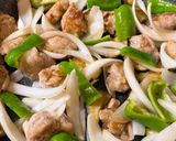 ＊豚こまと夏野菜の黒酢オイスター炒め＊作り方4写真