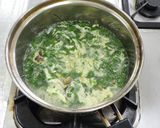 モロヘイヤのかきたま味噌汁作り方6写真