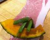 カボチャとネギの豚肉巻き作り方4写真