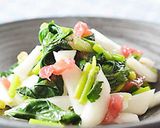 心地よいぬめりのモロヘイヤと蕪の梅肉和え作り方6写真