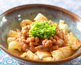 モロヘイヤの茎とお揚げの納豆和え♪作り方4写真