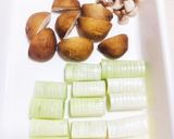鶏肉としいたけと長ネギの煮物♡作り方1写真