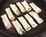 余った餃子の皮で旨い一品!豚しそ包み焼き作り方3写真