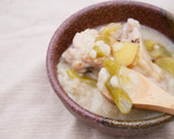炊飯器で簡単酒粕ともち麦入り腸活参鶏湯風作り方5写真