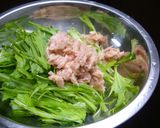 水菜とコーンのハニーサラダ。作り方1写真