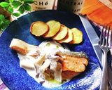 秋鮭のムニエルきのこクリームチーズソース作り方7写真