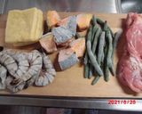 エビと鶏肉、カボチャの煮もの作り方1写真