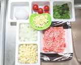 ミンチィ◎豚ひき肉とポテトにトマトのご飯作り方1写真