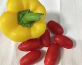 アイコトマトと黄パプリカのパスタ作り方1写真