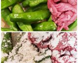 レンジ5分～牛肉入りししとう蒸し和え物作り方1写真
