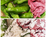 レンジ5分～牛肉入りししとう蒸し和え物作り方1写真