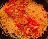 海老とベーコンと蓮根のトマトソースパスタ作り方8写真
