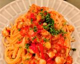 海老とベーコンと蓮根のトマトソースパスタ作り方9写真