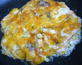 もんじゃ風お好み焼き☆キムチ＆チーズ牛玉作り方3写真
