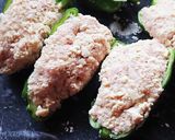 節約レシピ★ピーマンのふんわり肉豆腐詰め作り方5写真