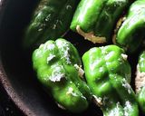 節約レシピ★ピーマンのふんわり肉豆腐詰め作り方6写真