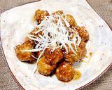 蓮根シャキシャキ豚肉団子の甘酢あんかけ作り方6写真