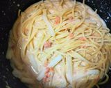 白菜とサーモンの豆乳クリームパスタ作り方4写真