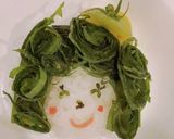 キャラ弁＊小松菜でおだんご頭の女の子作り方14写真