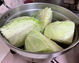 ☆温野菜(キャベツ)のミートソースがけ♪作り方3写真
